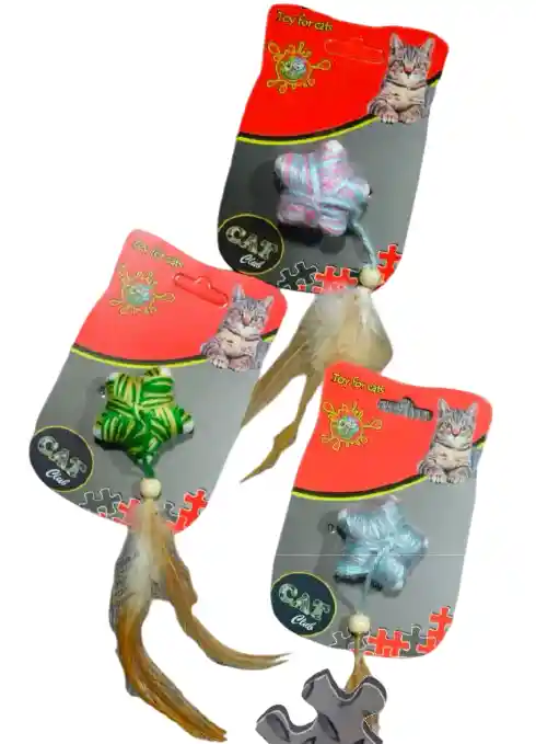 Juguete Gato Catnip Deluxe Estrella Pluma Azul+gris Cm-syp-72