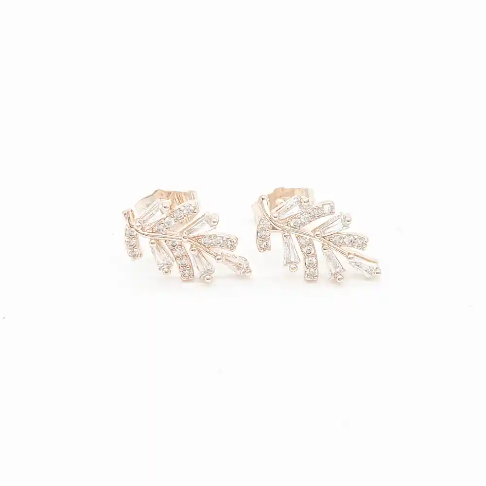 Aretes Hojas Luminosas En Rodio