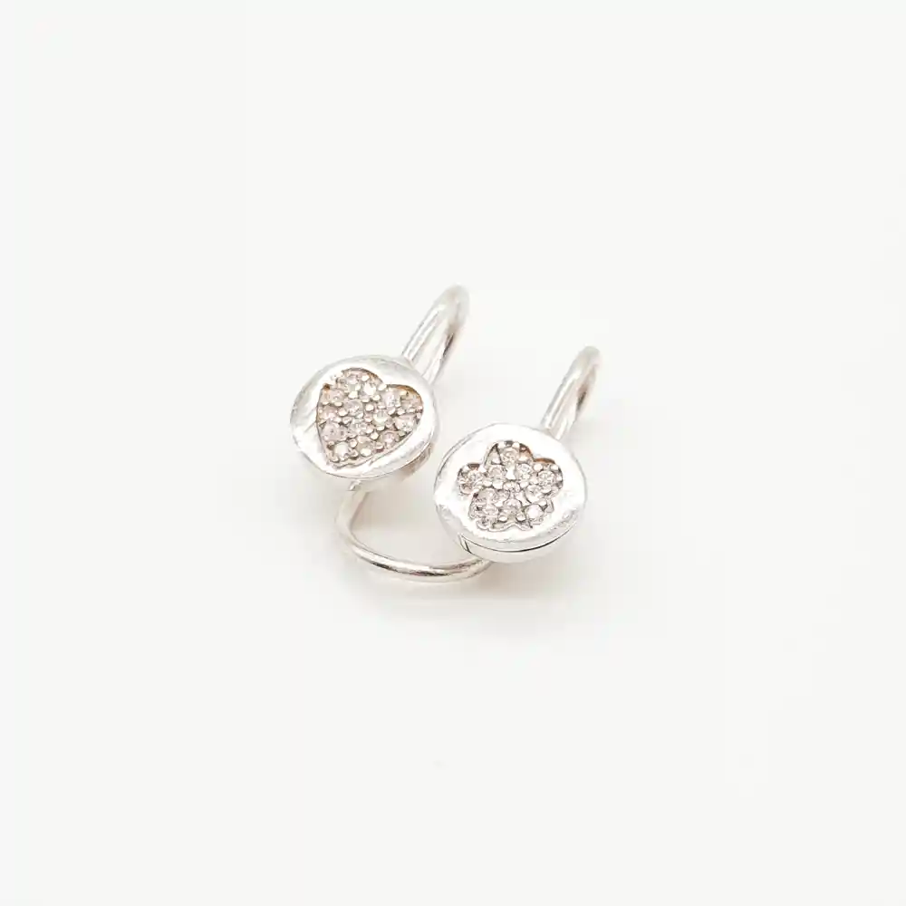Earcuff Doble Corazón En Plata Esterlina 925