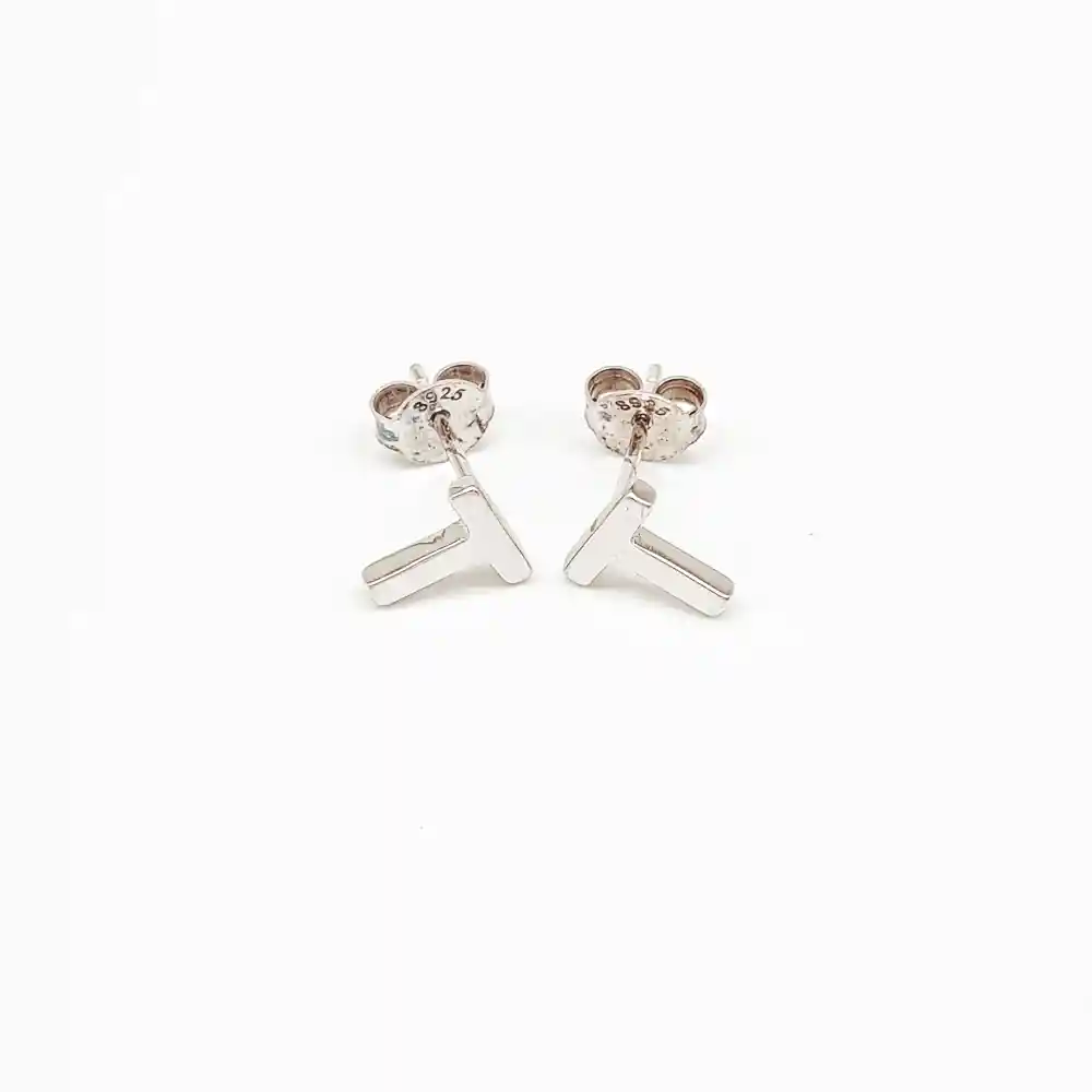 Aretes Topos En Forma De T En Plata Esterlina 925