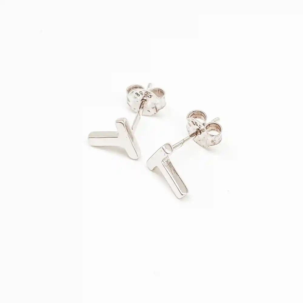 Aretes Topos En Forma De T En Plata Esterlina 925
