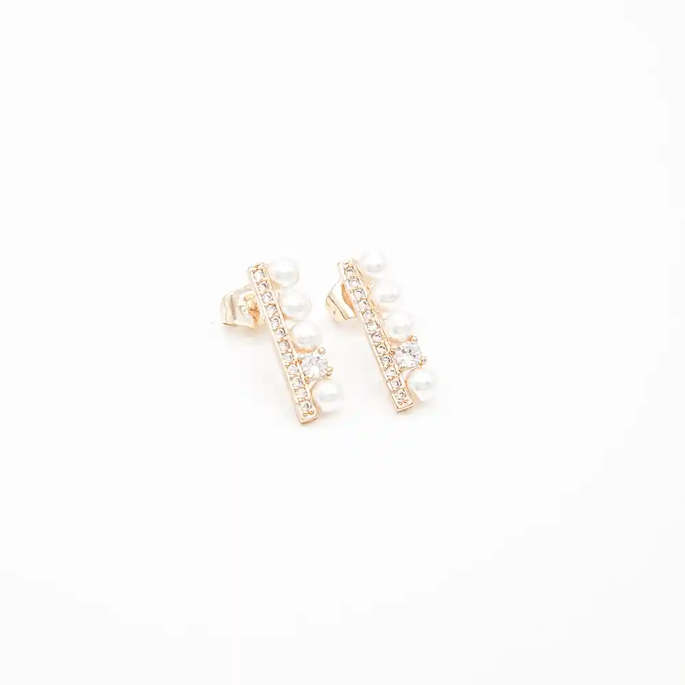 Aretes Perlas Verticales En Rodio