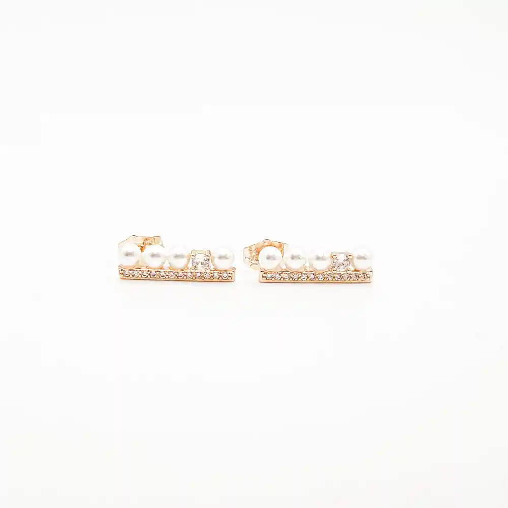 Aretes Perlas Verticales En Rodio