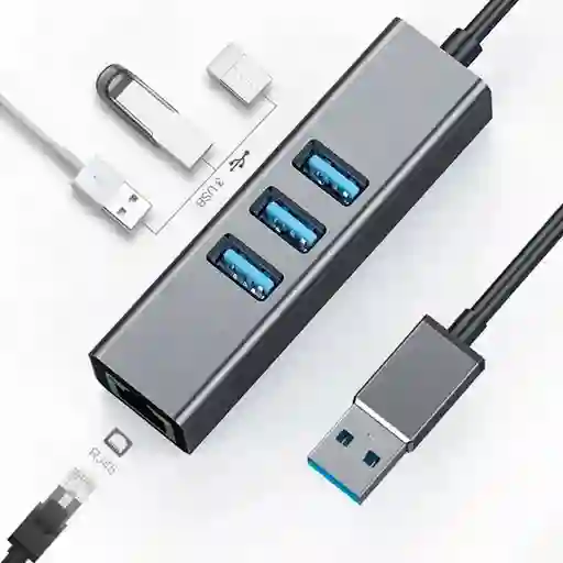 Adaptador Hub Usb A Red 100/1000mbps + 3 Usb