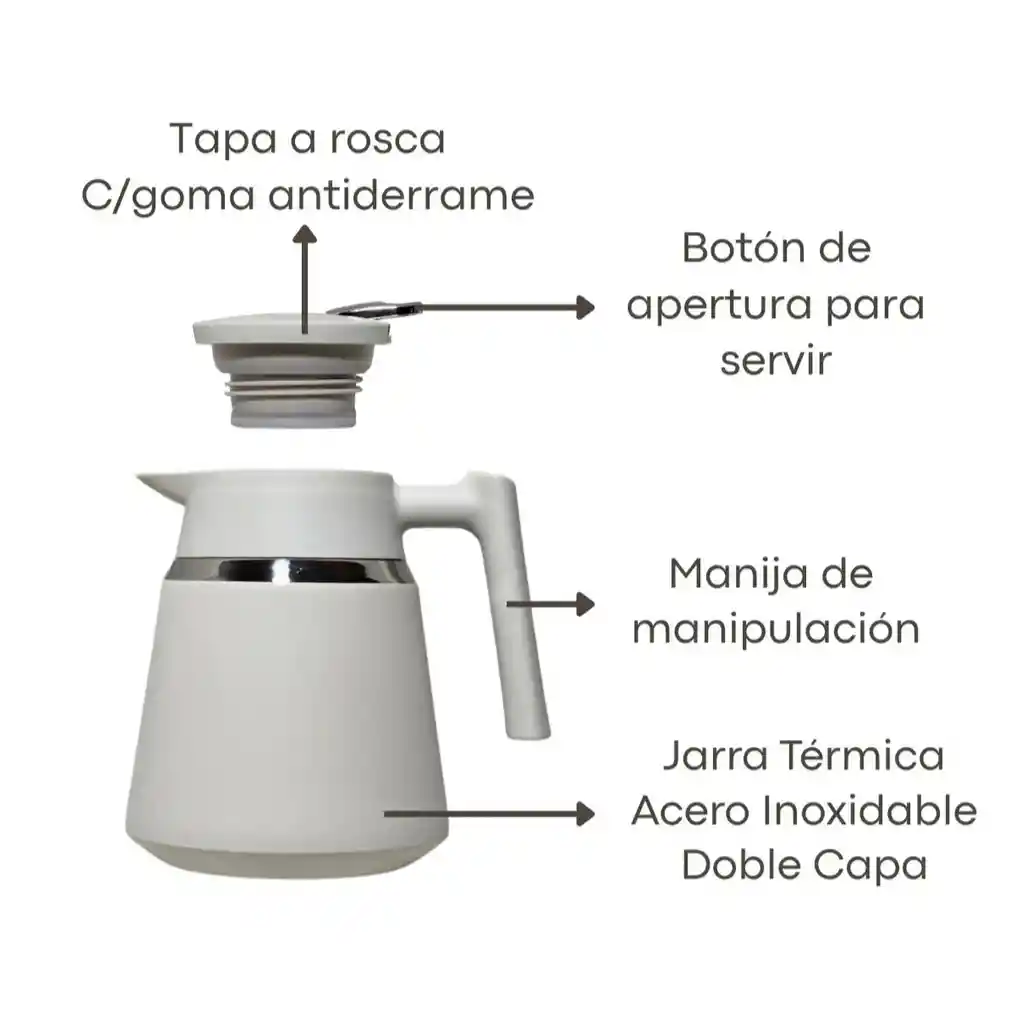 Tetera Térmica 1.1 L Acero Inoxidable Jarra Para Té Café Y Aromaticas