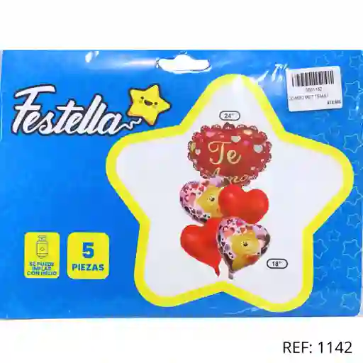 Combo Tematica Corazones Metalizado