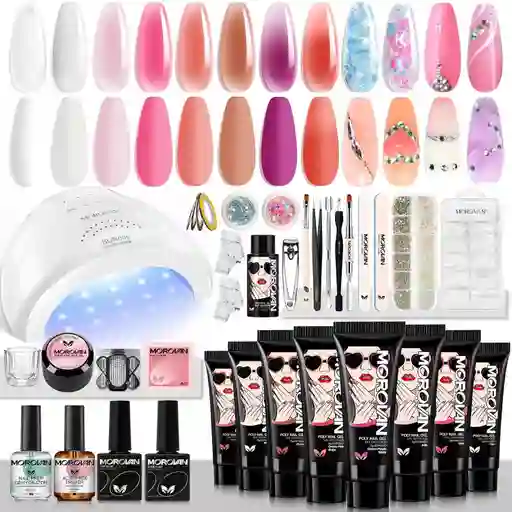Morovan Kit De Polygel Para Uñas Con Lámpara Led
