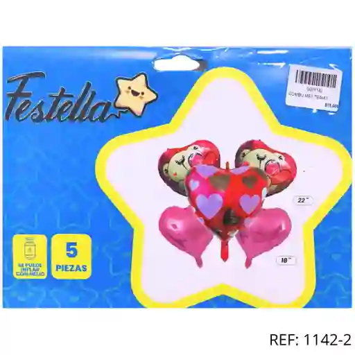 Combo Tematica Corazones Metalizado