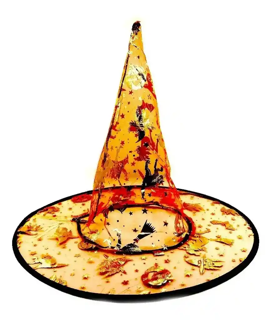 Sombrero De Bruja Con Tul Doble Faz Y Diseño