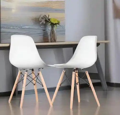 Set 2 Sillas Tipo Eames De Comedor Modernas Colores Color Del Asiento Blanco