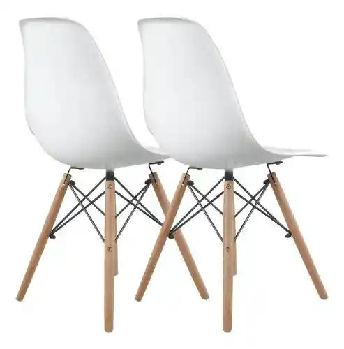Set 2 Sillas Tipo Eames De Comedor Modernas Colores Color Del Asiento Blanco