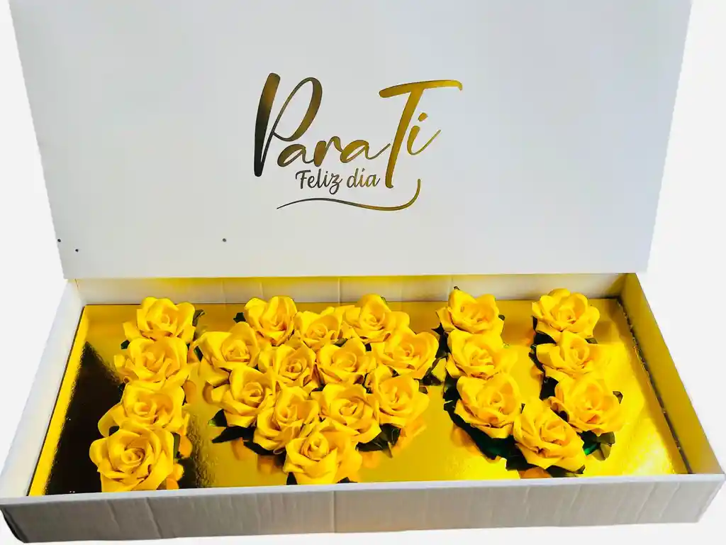 Super Mega Caja Regalo De Rosas Eterna Amor Eterno Flores Amarillas De 70x30cm - Feliz Dia - Feliz Cumpleaños - San Valentin