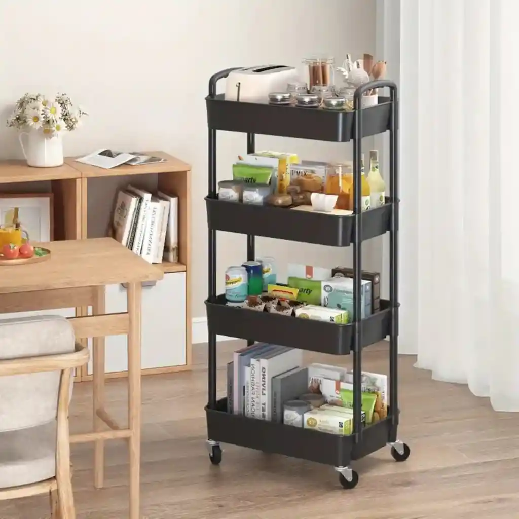 Organizador Móvil Multiusos 4 Niveles Estante Con Ruedas