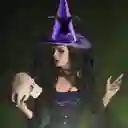 Sombrero De Bruja Hechicera Con Tul, Satín, Pluma Y Rosa