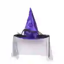Sombrero De Bruja Hechicera Con Tul, Satín, Pluma Y Rosa