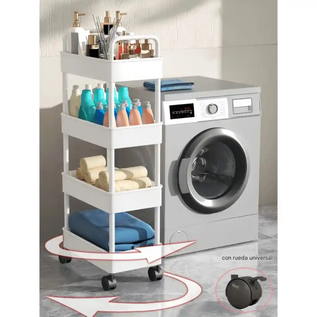 Organizador Móvil Multiusos 4 Niveles Estante Con Ruedas