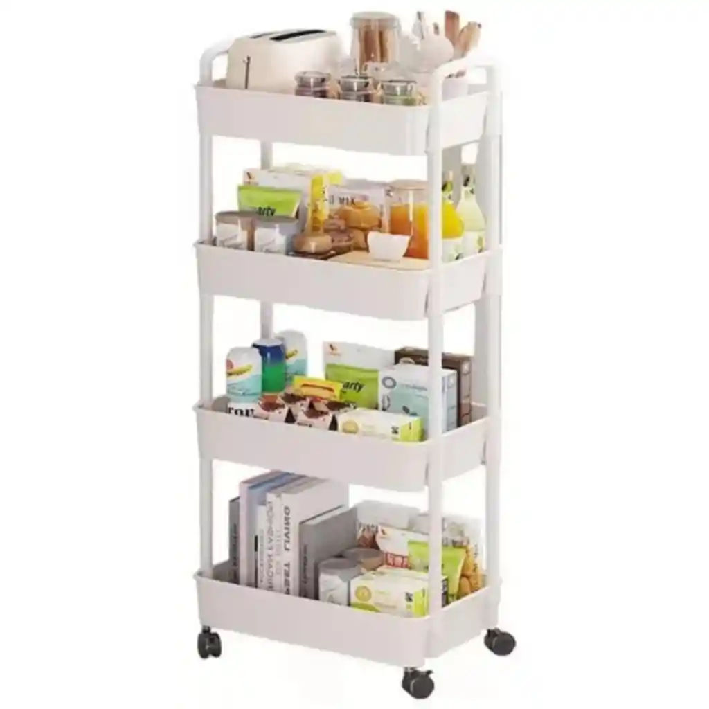 Organizador Móvil Multiusos 4 Niveles Estante Con Ruedas