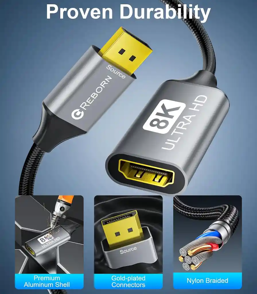 Cable Displayport 1.4 A Hdmi 8k Adaptador Pantalla Pc Rtx