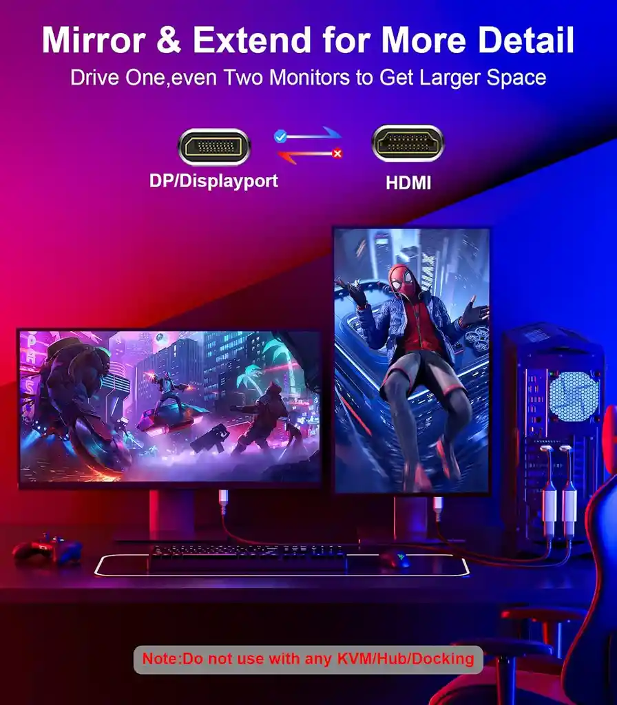 Cable Displayport 1.4 A Hdmi 8k Adaptador Pantalla Pc Rtx