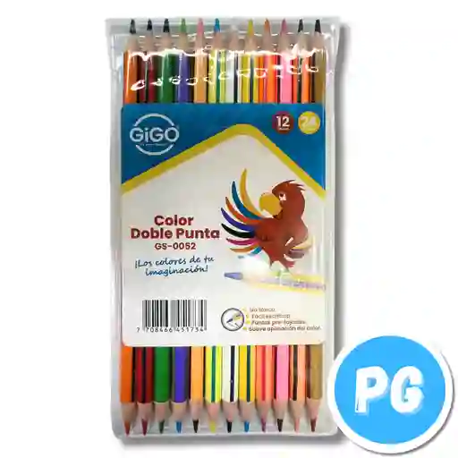 Caja Lapices De Colores Gigo O Studmark X12 Unds Doblepunta (12x24)
