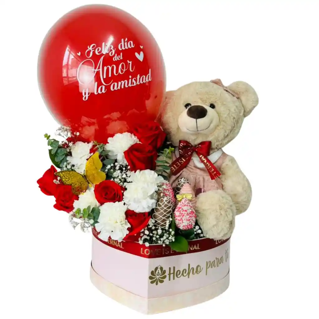 Box Osito Floral Amor Y Amistad