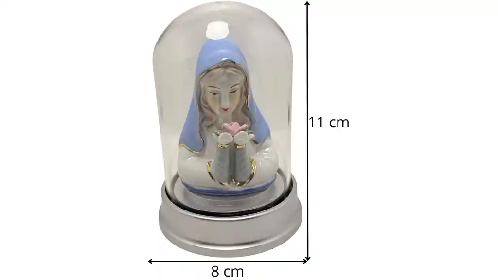 Imagen Decorativa Virgen María Cúpula Rosa Mística Base Luz