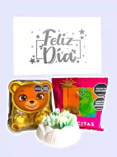 Regalo Flor De Loto Con Chocolates, Vela Y Galletica - Feliz Dia - Feliz Cumpleaños - Amor Y Amistad