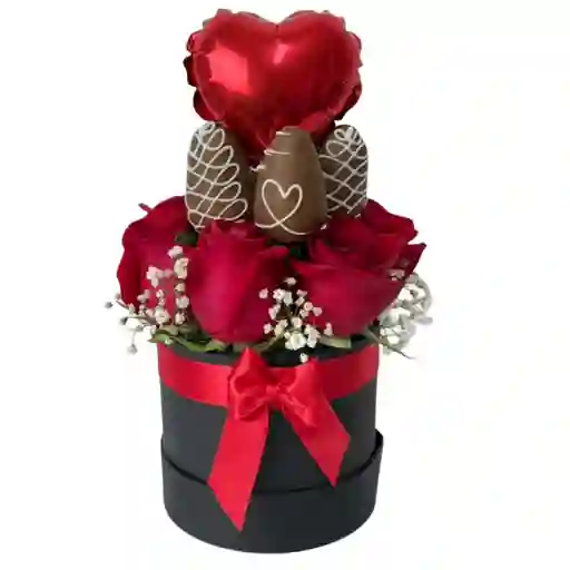 Mini Box Rosas Y Fresas Amor Y Amistad
