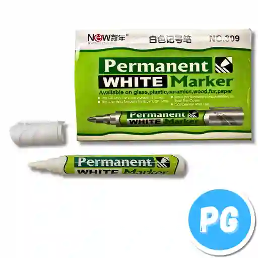 Caja Marcador New Permanente X10 Unds Blanco Punta Bala