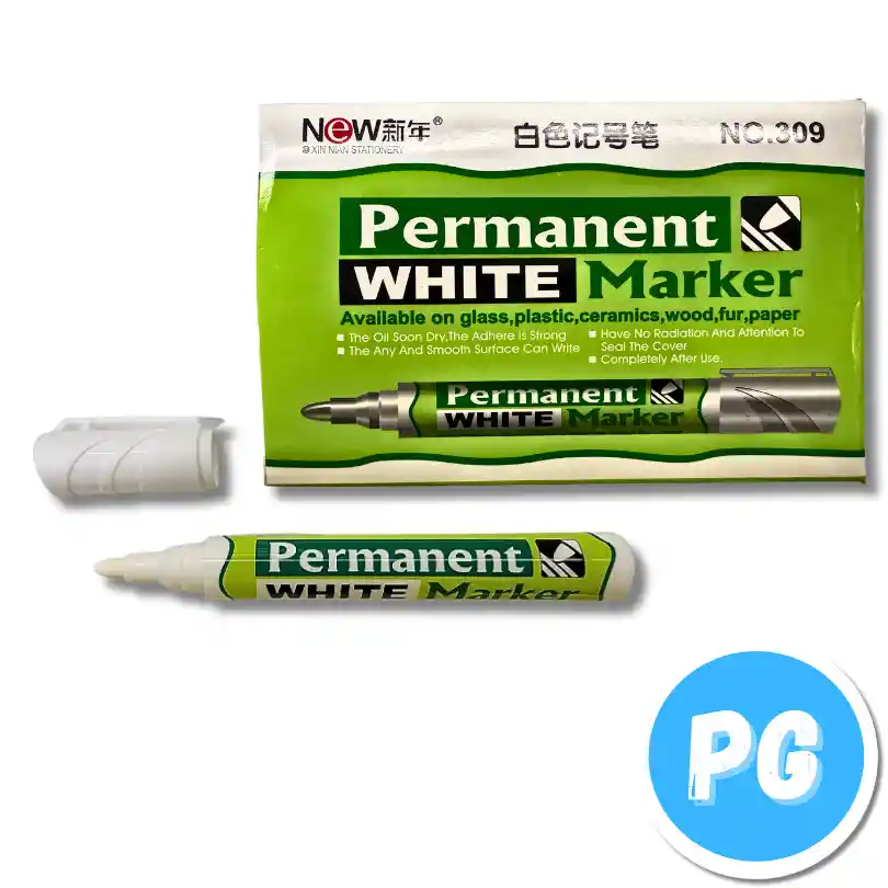 Caja Marcador New Permanente X10 Unds Blanco Punta Bala