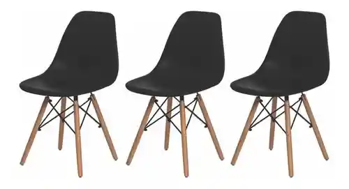 Set De 3 Sillas De Comedor Charles Eiffel Eames Wood