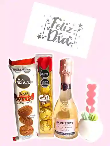 Regalo Especial Champang Jp, Vela Jardin De Corazones Y Chocolates - Feliz Dia - Feliz Cumpleaños - Amor Y Amistad