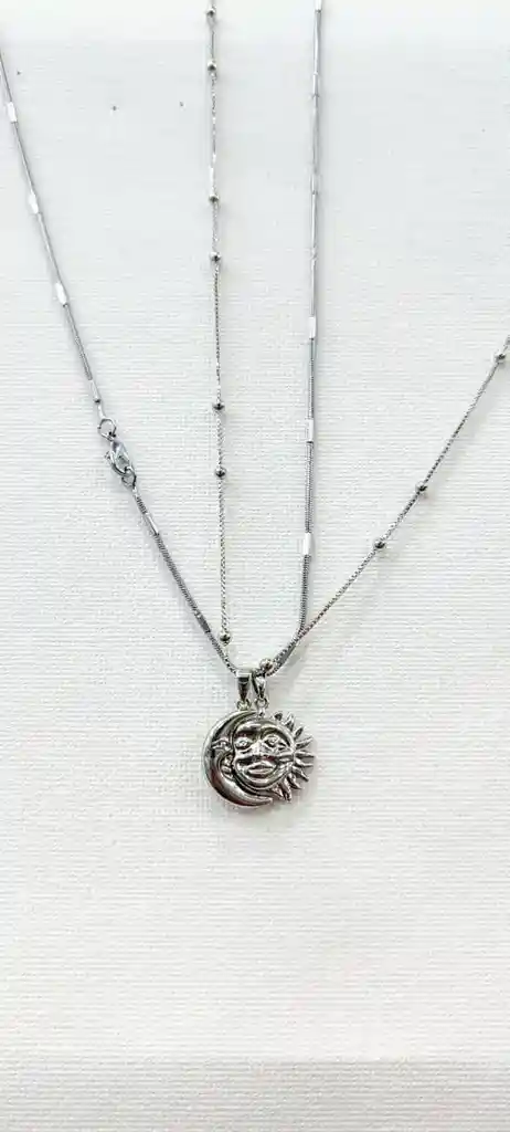 Juego De Cadenas En Rodio Sol Y Luna