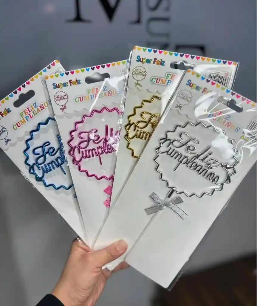 Letrero Cake Topper Para Pastel Feliz Cumpleaños Colores Surtidos