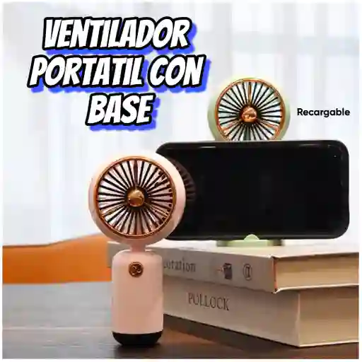 Ventilador Portatil Recargable Con Base Para Celular