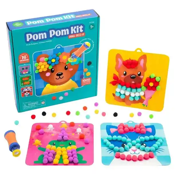 Juego Creativo Pompones Animales Con 1000 Piezas Para Niños