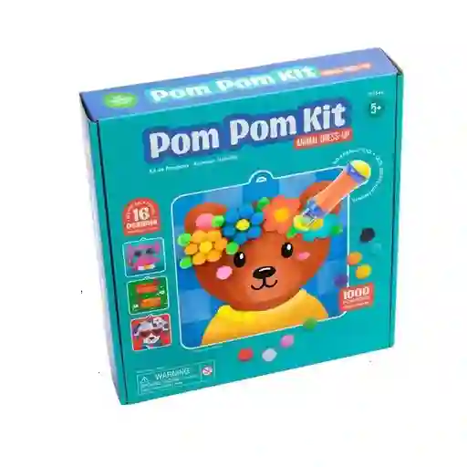 Juego Creativo Pompones Animales Con 1000 Piezas Para Niños