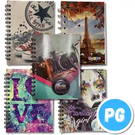 Mini Cuaderno Argollado Cuadros 70 Hojas Motivo Mujer