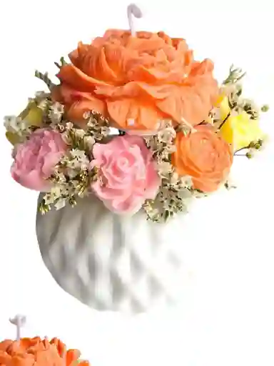 Ramo De Flores Princesa Amistad- Ramo De Flores Pegonias Y Rosas En Vela - Regalos De Amor Y Amistad			