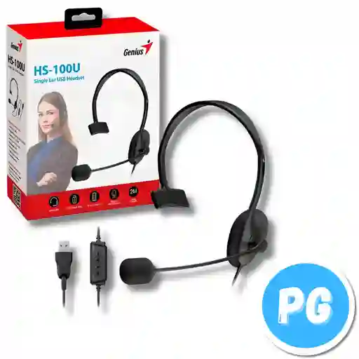 Diadema Genius Usb-a Con Microfono Y Control Hs-100u