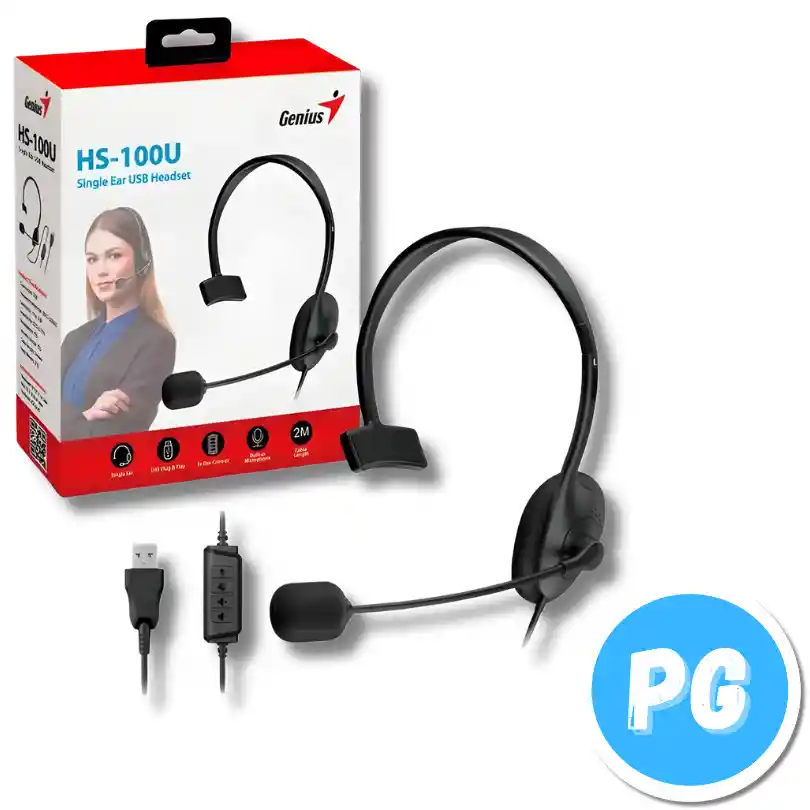 Diadema Genius Usb-a Con Microfono Y Control Hs-100u