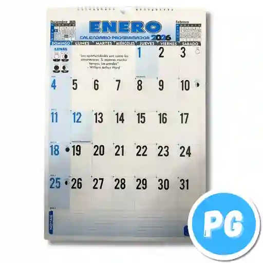 Programador (calendario) Grande Pared 2026 Vertical 51x37 Centimetros