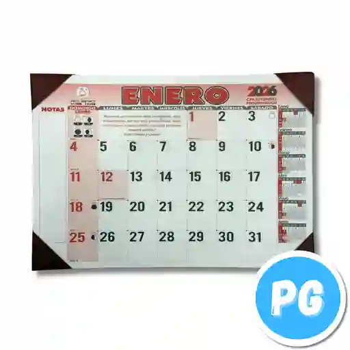 Programador (calendario) Punteras Escritorio 2026 Octavo 26x36 Centimetros
