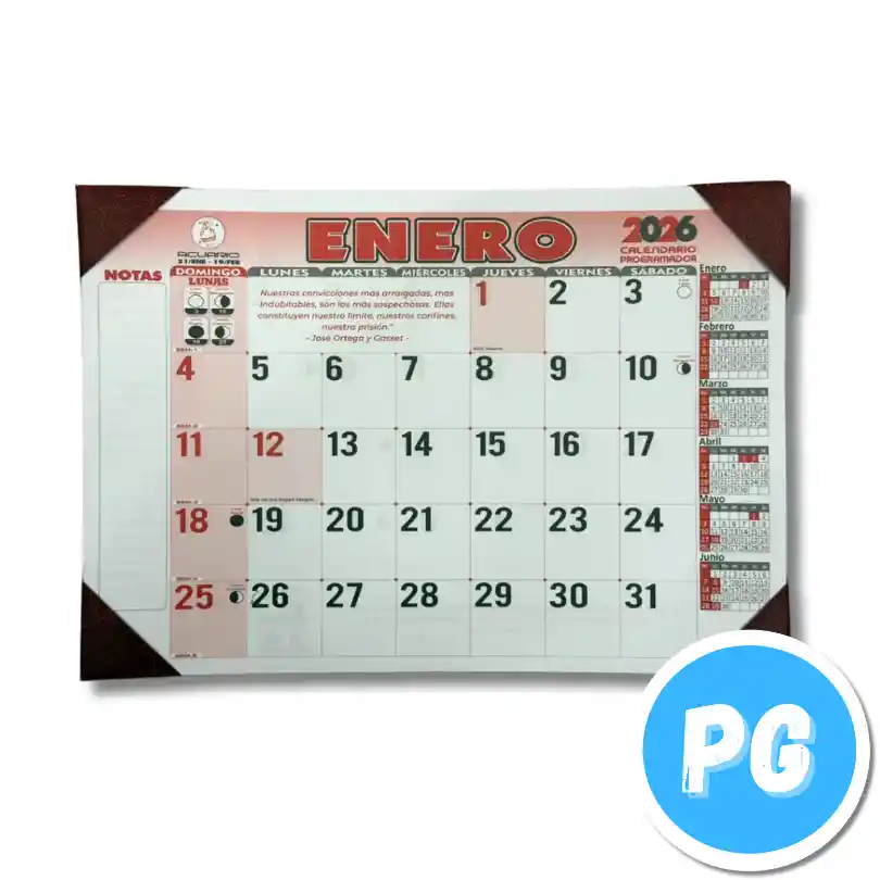 Programador (calendario) Punteras Escritorio 2026 Octavo 26x36 Centimetros