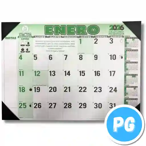 Programador (calendario) Punteras Escritorio 2026 Grande 49x35 Centimetros