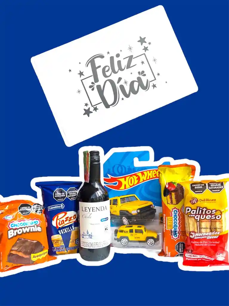 Regalo Con Carrito De Colecciòn, Vino Y Mecatico - Feliz Dia - Feliz Cumpleaños - Amor Y Amistad