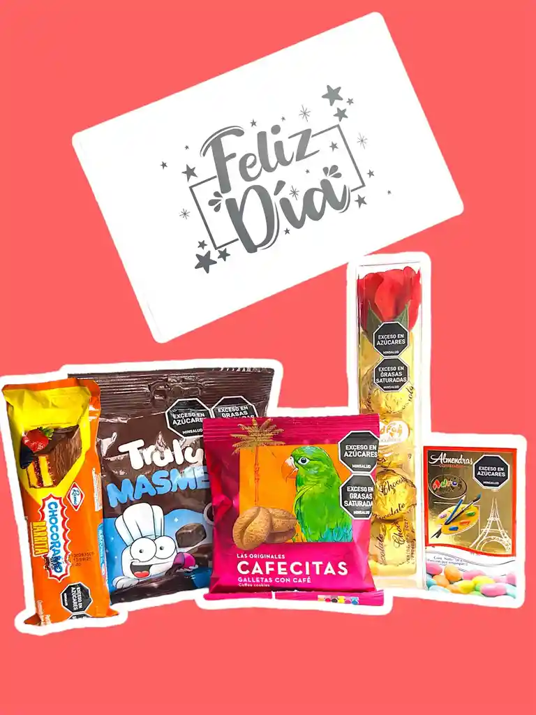 Regalo Chocolates Y Galleticas Para La Tarde - Feliz Dia - Feliz Cumpleaños - Amor Y Amistad