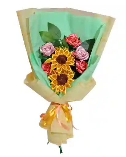 Ramo De Girasoles Y Rosas Radiante Eterno