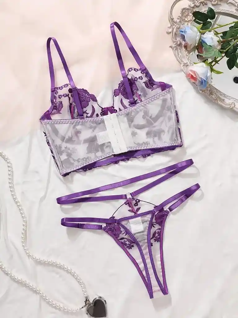 Conjunto Bordado Floral Talla M