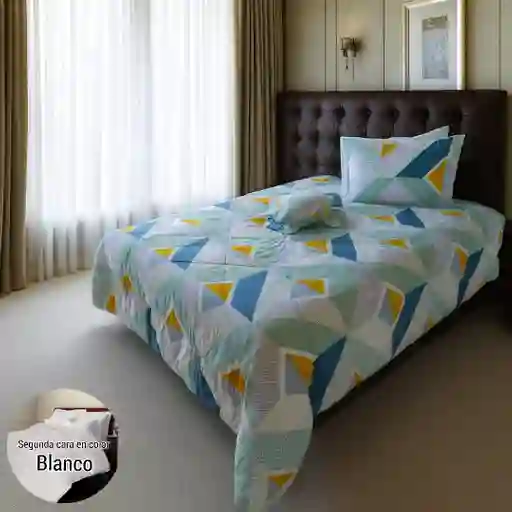 Edredón Estampado - Unicolor Grueso Tamaño Doble Triángulos Amarillo - Blanco